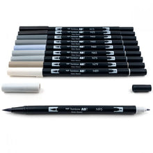 Load image into Gallery viewer, Dual Brush Pen Art Markers, Grayscale, 10-Pack
