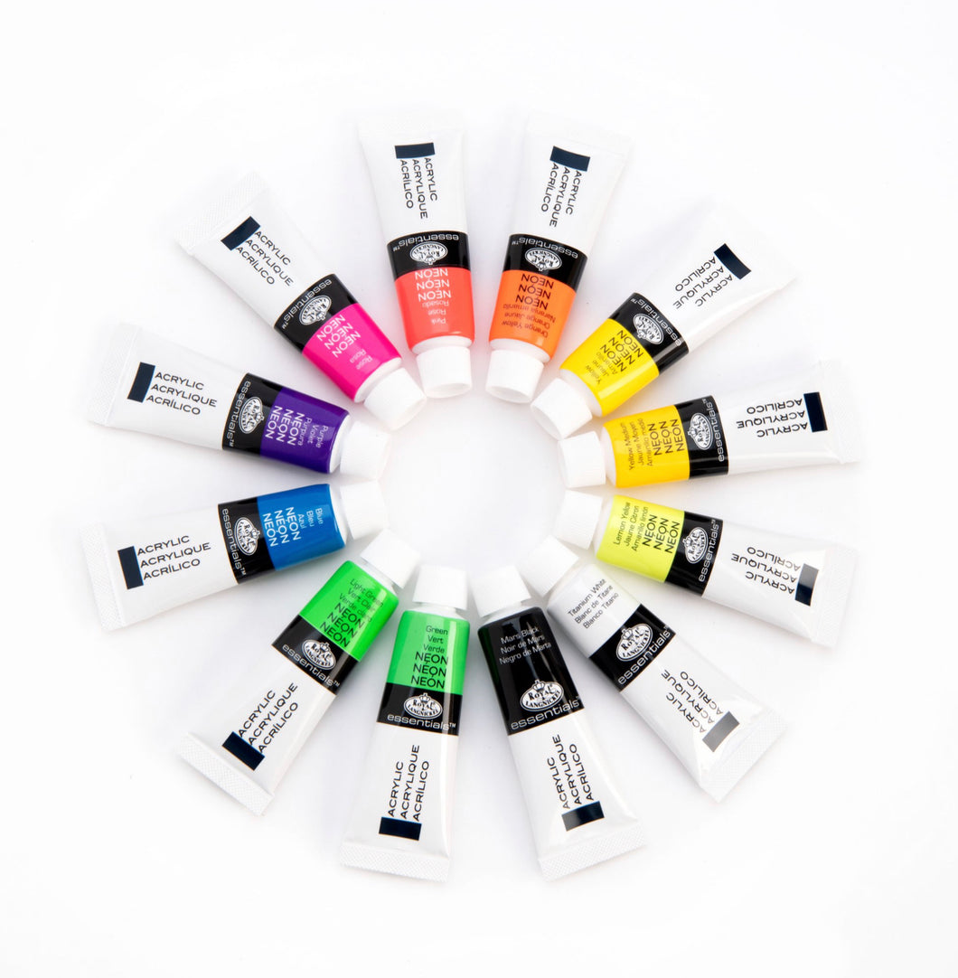 Royal & Langnickel Essentials - Artist Acrylic Neon Paint 12ml, 12 Pack