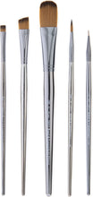 Load image into Gallery viewer, Royal &amp; Langnickel - ZEN 73 Series Set of 5 Brushes, Standard Handle, Synthetic Filament, Oval Wash 3/4, Angular 1/2, Round 4, Chisel Blender 6, Liner 20/0,
